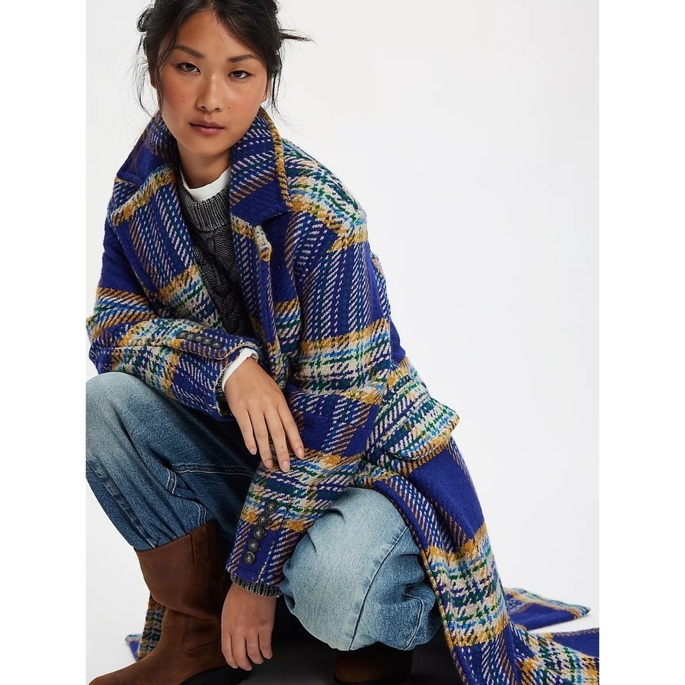 Free People Micah Long Duster Jacket Peacoat $298